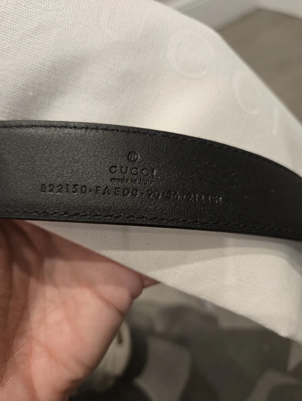 $549 Gucci Square Buckle GG Supreme Print Logo Belt Size 90 New With Tag